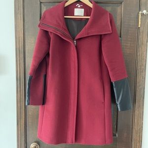 Soia & Kyo  Wool Coat Burgundy Size M. dressed once